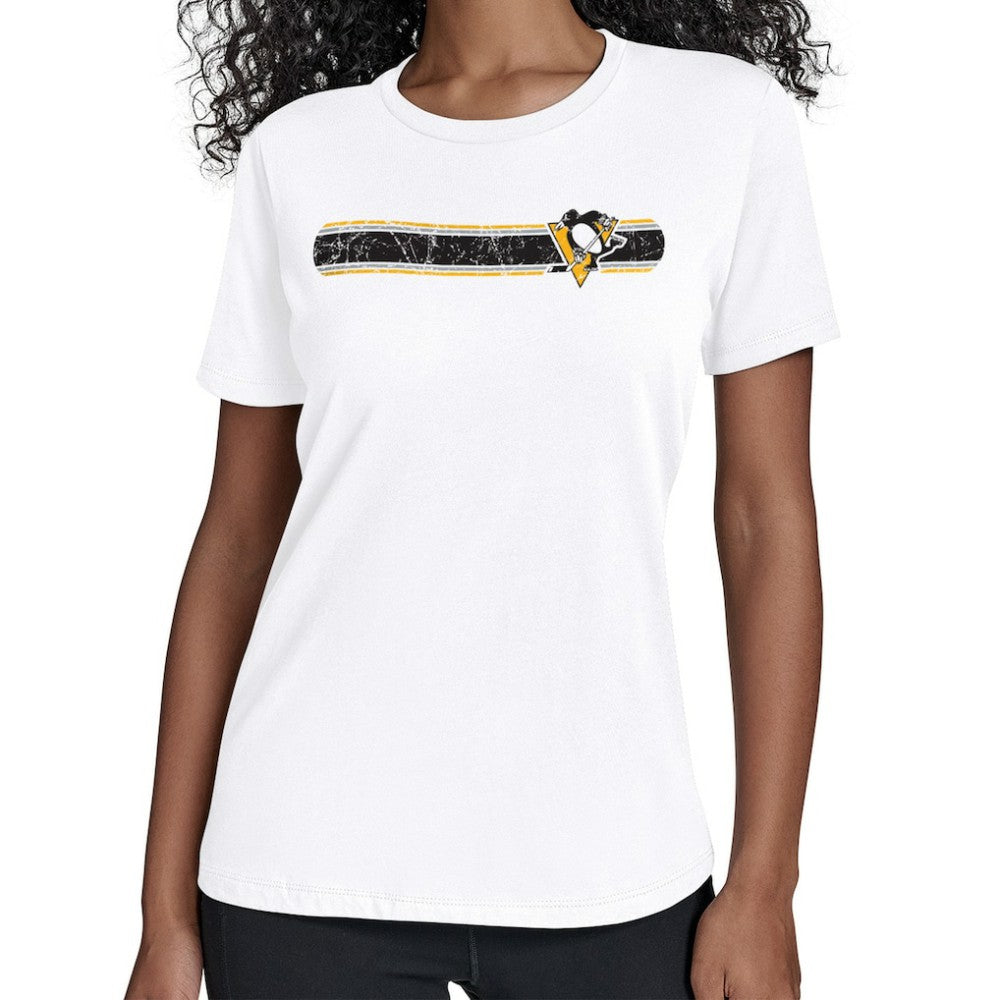 NHL White Pittsburgh Penguins Starter Women's Team Stripe T-Shirt