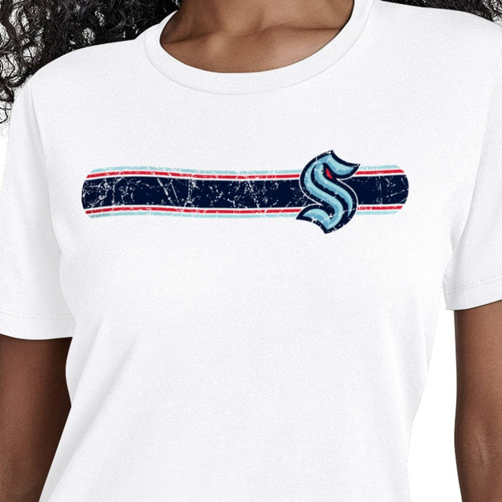 NHL White Seattle Kraken Starter Women's Team Stripe T-Shirt