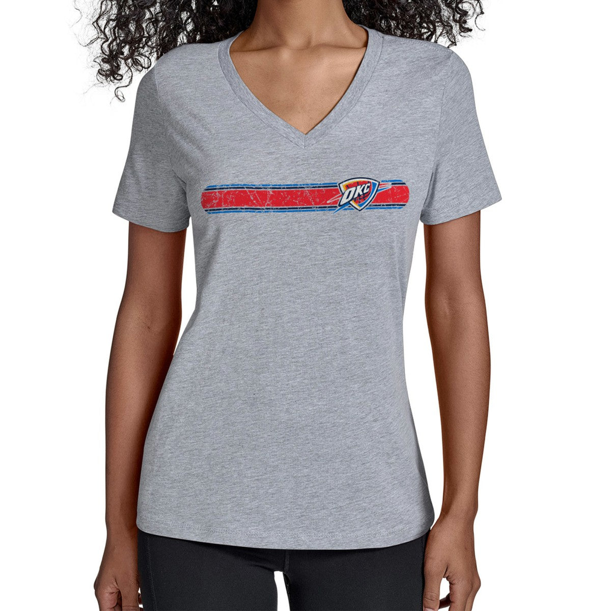 NBA Oklahoma City Thunder Starter Women's Team Stripe V-Neck T-Shirt