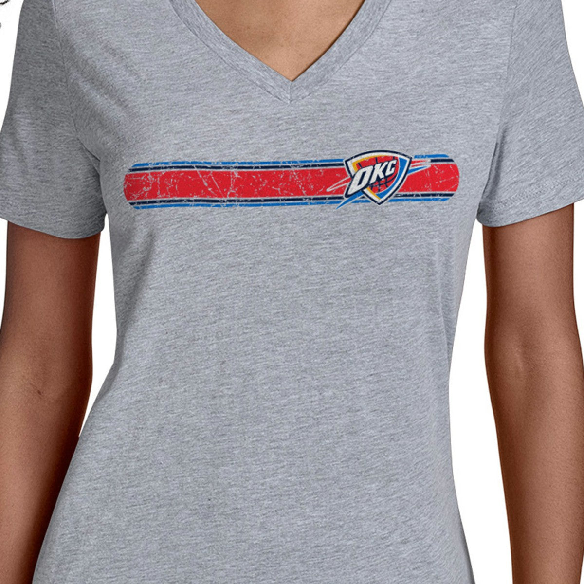 NBA Oklahoma City Thunder Starter Women's Team Stripe V-Neck T-Shirt