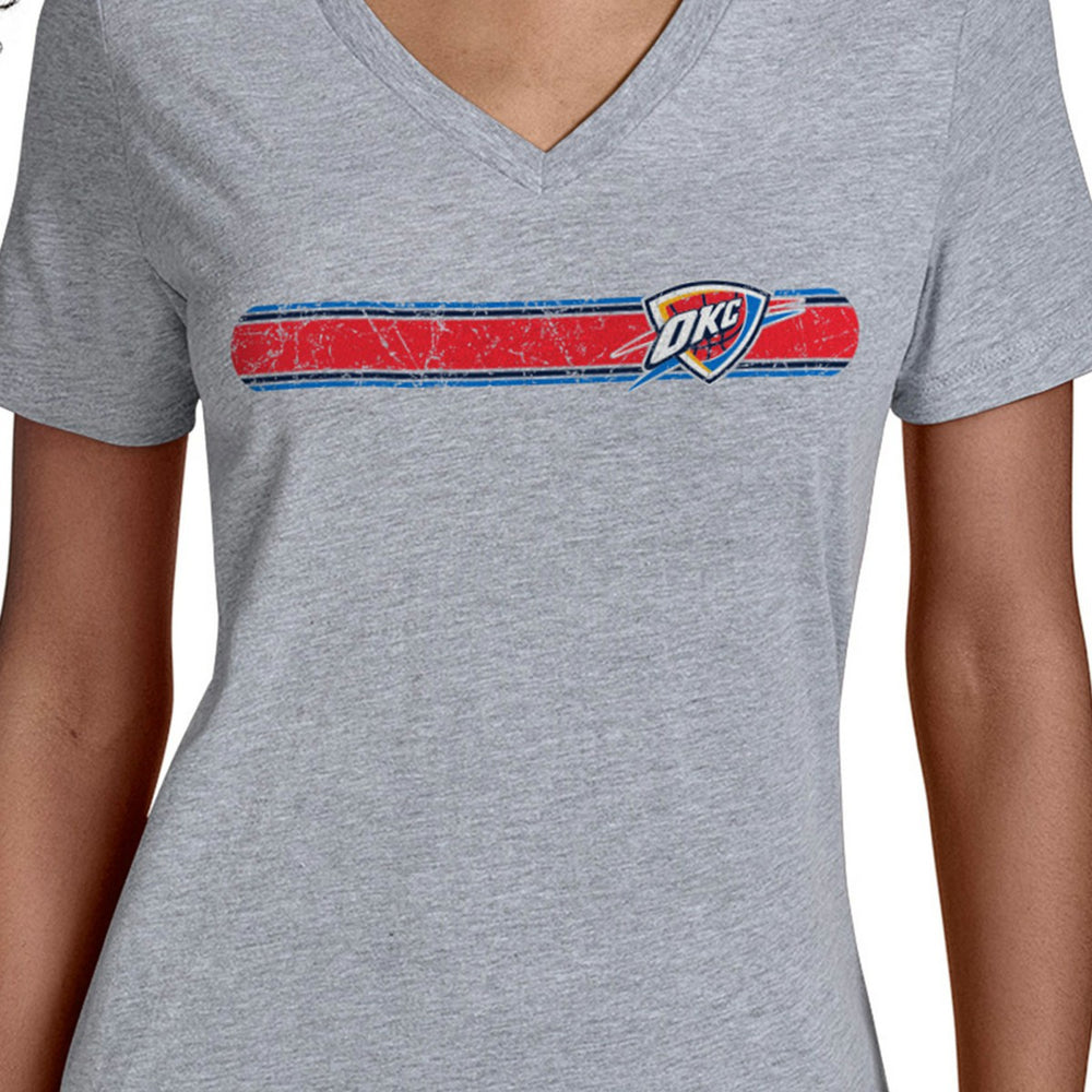 NBA Oklahoma City Thunder Starter Women's Team Stripe V-Neck T-Shirt