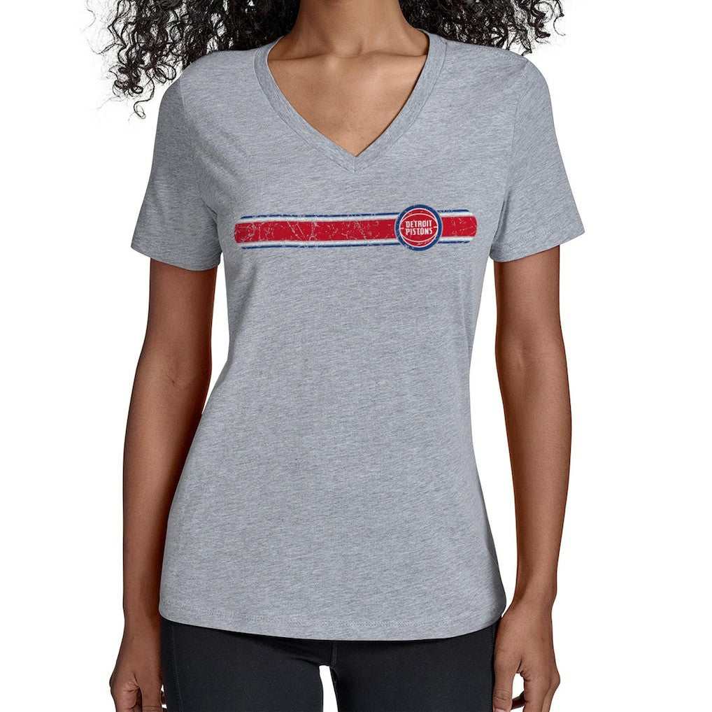 NBA Detroit Pistons Starter Women's Team Stripe V-Neck T-Shirt sale