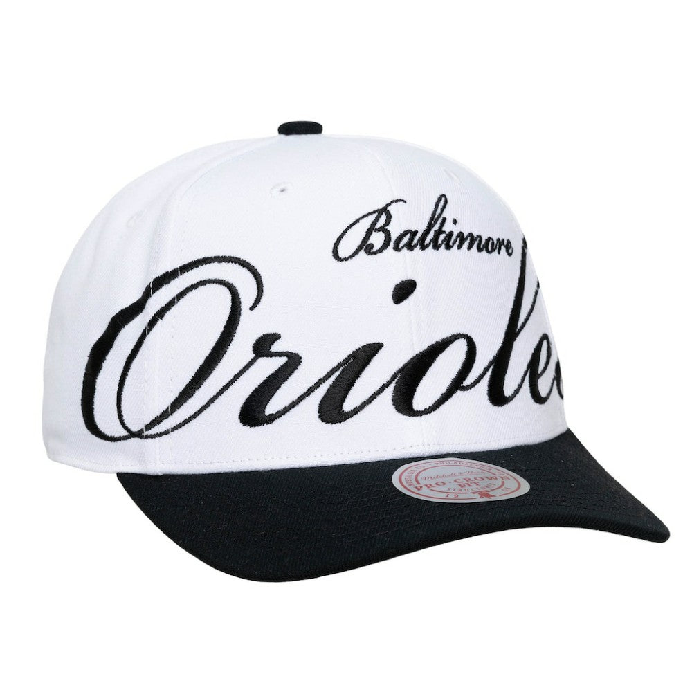 MLB Baltimore Orioles Mitchell & Ness Unisex XL Script Pro Crown Snapback Hat