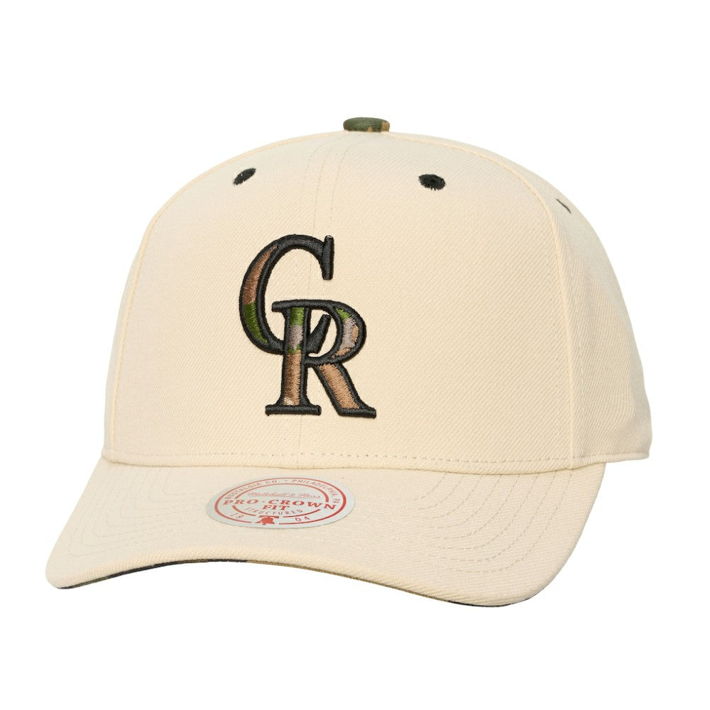 MLB Colorado Rockies Mitchell & Ness Unisex Camo Logo Pro Crown Snapback Hat