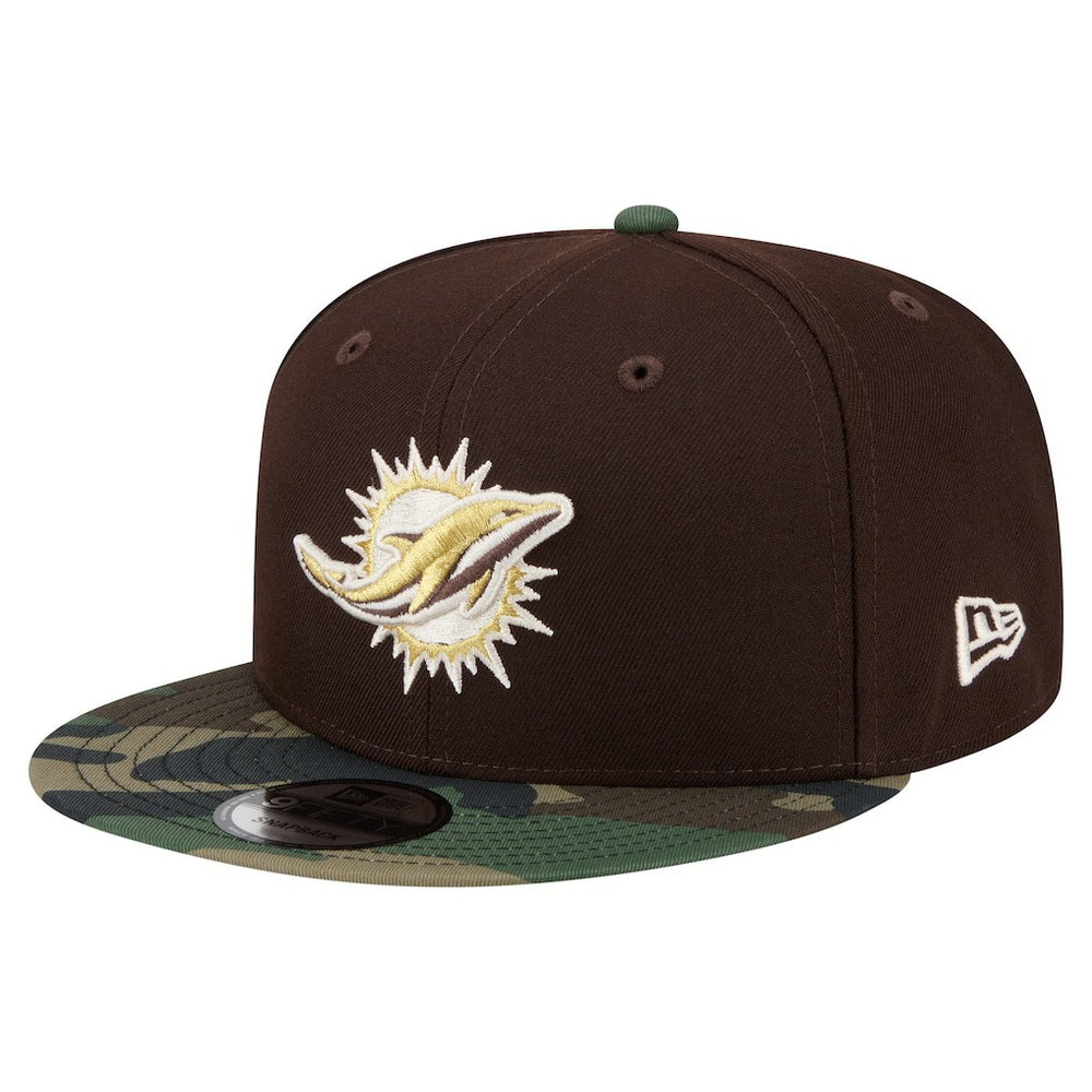 Adult Burnt Wood Camo 9FIFTY Snapback Hat - Miami Dolphins
