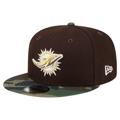 Adult Burnt Wood Camo 9FIFTY Snapback Hat - Miami Dolphins