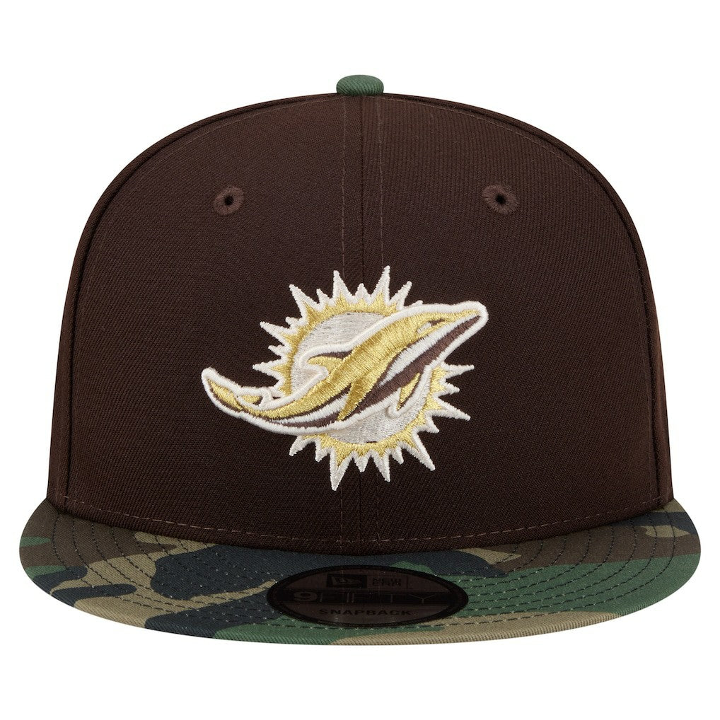 Adult Burnt Wood Camo 9FIFTY Snapback Hat - Miami Dolphins