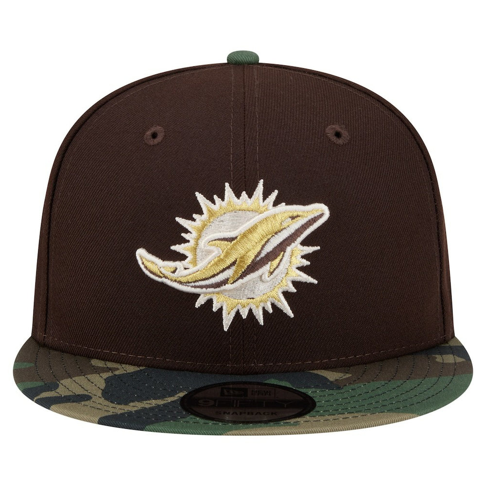 Adult Burnt Wood Camo 9FIFTY Snapback Hat - Miami Dolphins