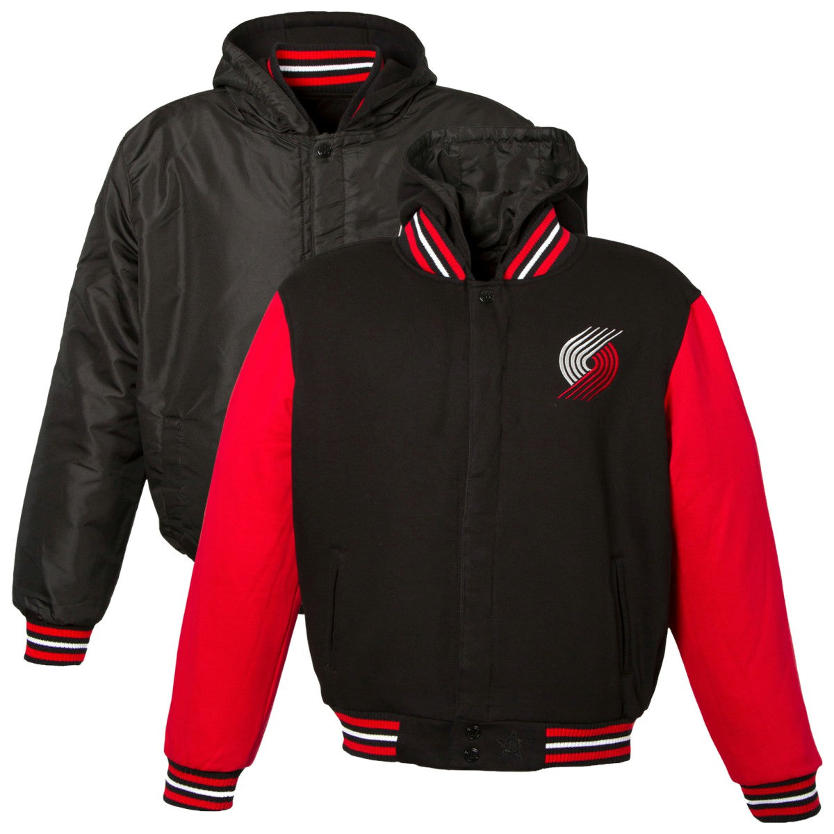 NBA Portland Trail Blazers JH Design Youth Reversible Fleece Full-Zip Varsity Hoodie