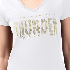 NBA Oklahoma City Thunder G-III 4Her by Carl Banks Women's Super-Slim-Fit Metallic Drop Lightweight V-Neck T-Shirt