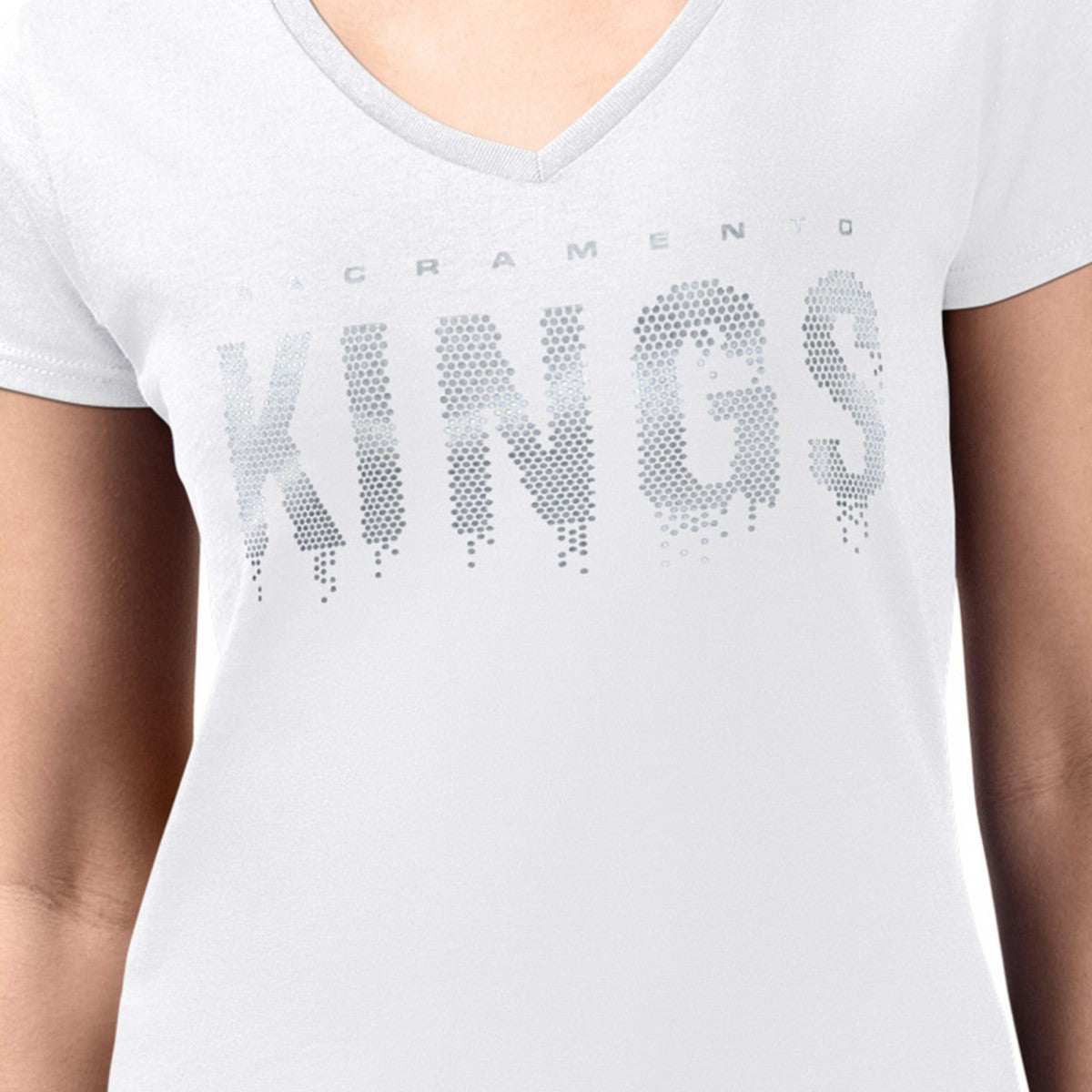 NBA Sacramento Kings G-III 4Her by Carl Banks Women's Super-Slim-Fit Metallic Drop Lightweight V-Neck T-Shirt