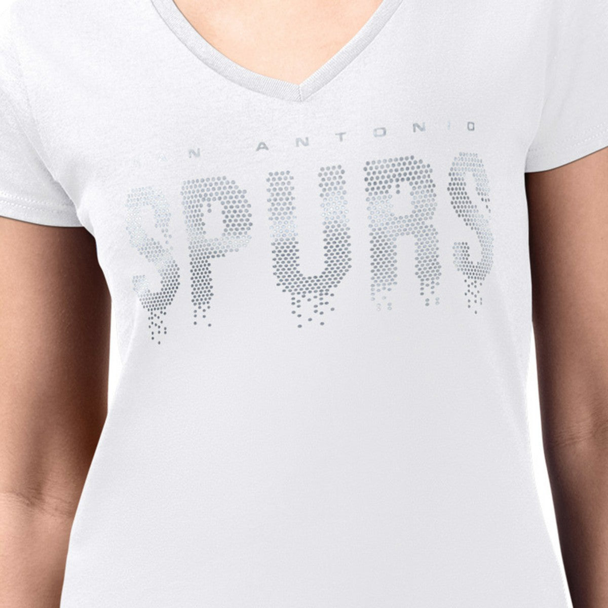 NBA San Antonio Spurs G-III 4Her by Carl Banks Women's Super-Slim-Fit Metallic Drop Lightweight V-Neck T-Shirt