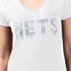 NBA Brooklyn Nets G-III 4Her by Carl Banks Women's Super-Slim-Fit Metallic Drop Lightweight V-Neck T-Shirt