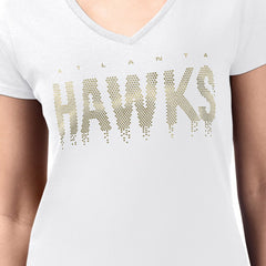 NBA Atlanta Hawks G-III 4Her by Carl Banks Women's Super-Slim-Fit Metallic Drop Lightweight V-Neck T-Shirt