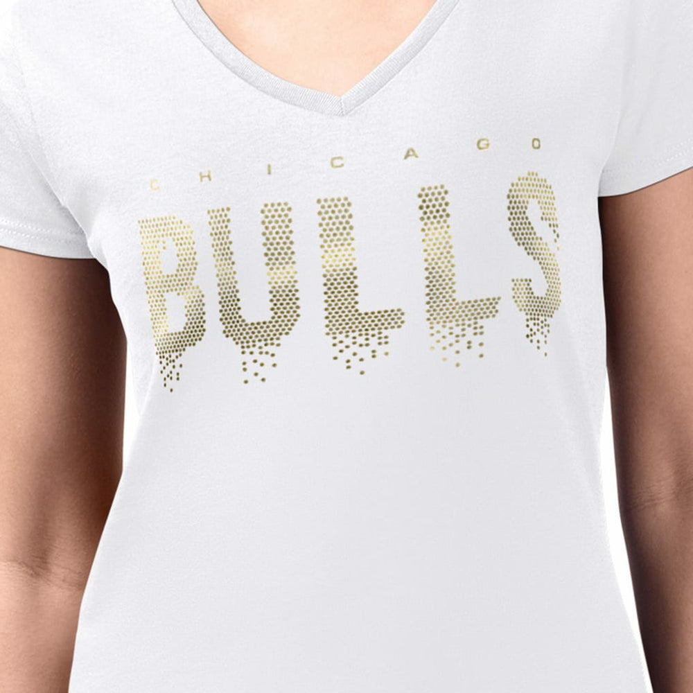 NBA Chicago Bulls G-III 4Her by Carl Banks Women's Super-Slim-Fit Metallic Drop Lightweight V-Neck T-Shirt sale