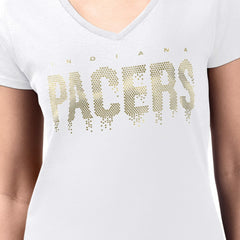 NBA Indiana Pacers G-III 4Her by Carl Banks Women's Super-Slim-Fit Metallic Drop Lightweight V-Neck T-Shirt