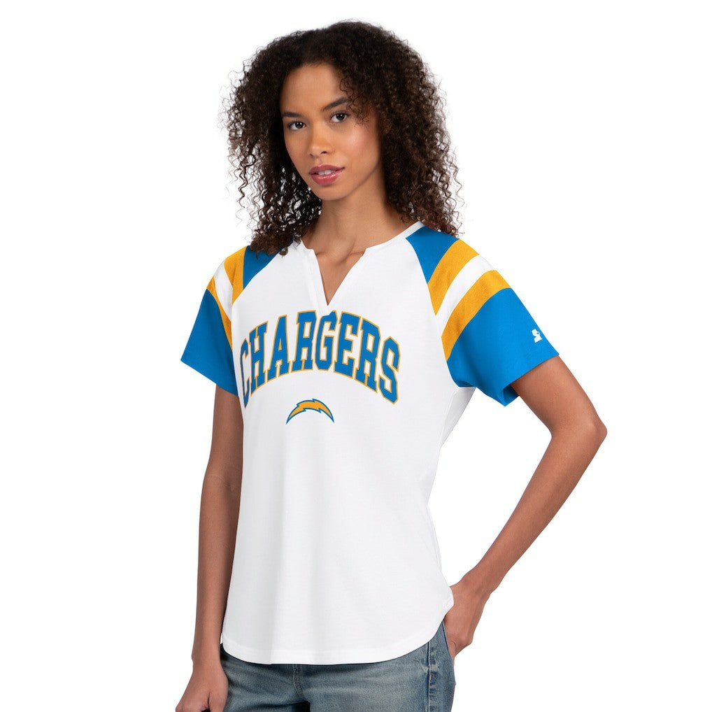 Starter Women's Game On Notch Neck T-Shirt - Los Angeles Chargers
