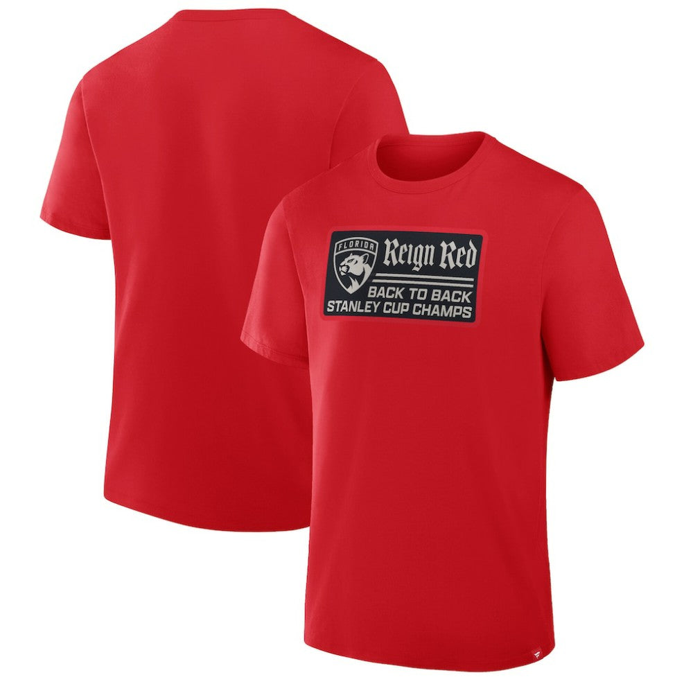 NHL Red Florida Panthers Back-To-Back Stanley Cup Champions Reign Red T-Shirt