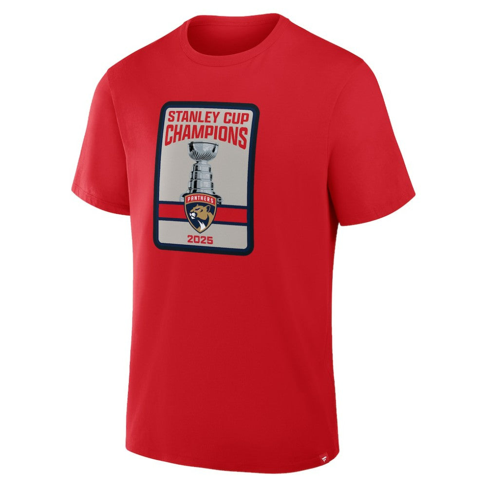 NHL Red Florida Panthers 2025 Stanley Cup Champions Banner Raising T-Shirt