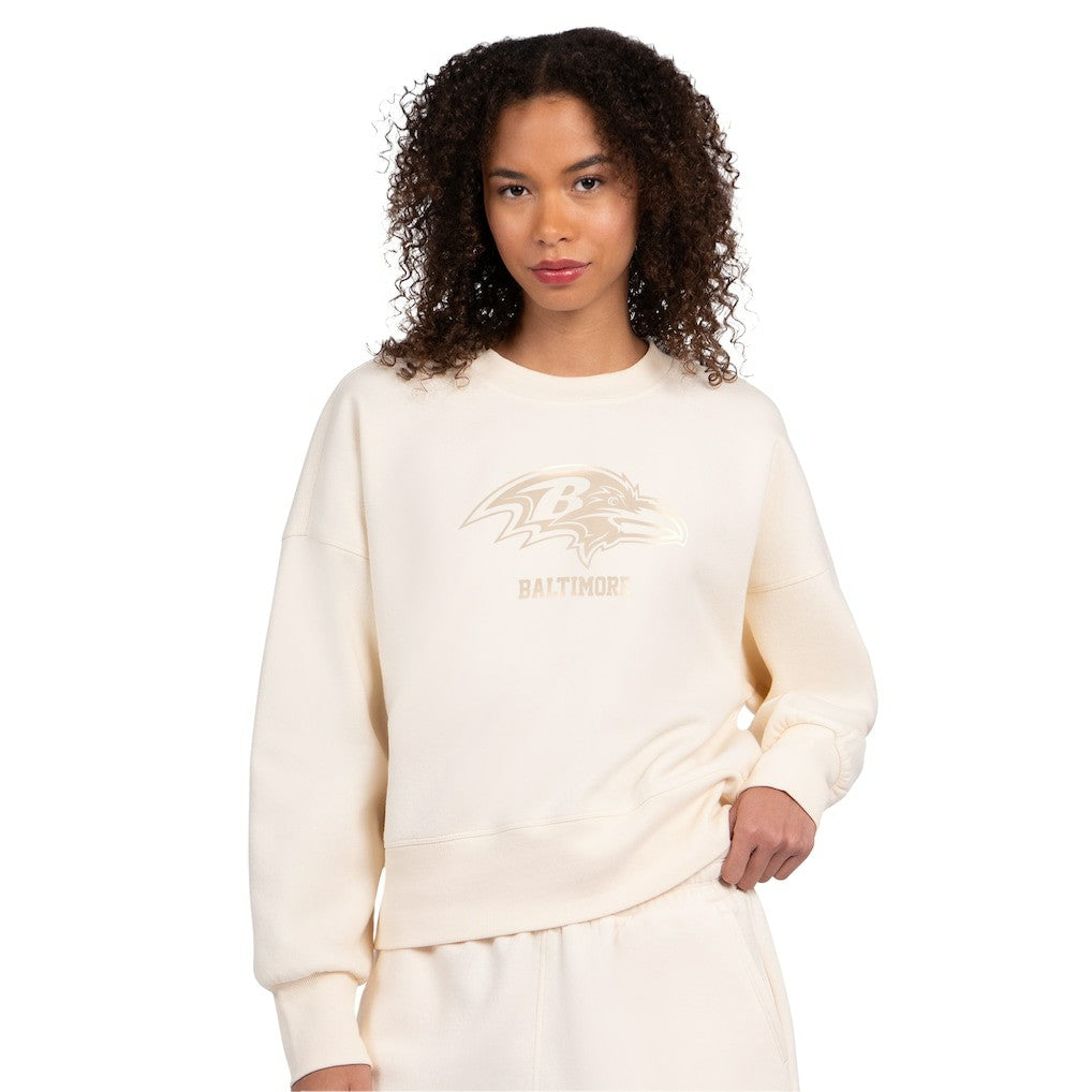 Starter Women's Travel Pastels Boxy Fleece Sweatshirt - Baltimore Ravens