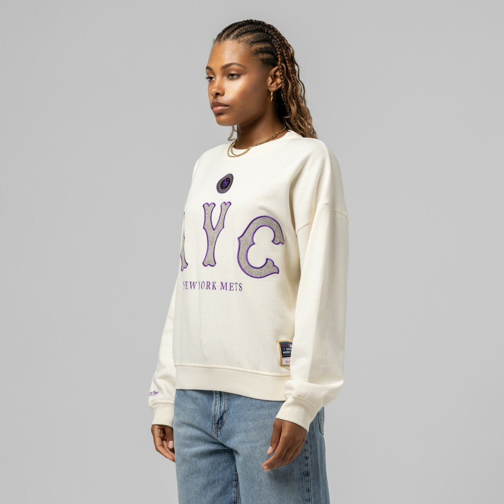 MLB New York Mets Mitchell & Ness Women's Premium Oversized Crewneck Sweatshirt
