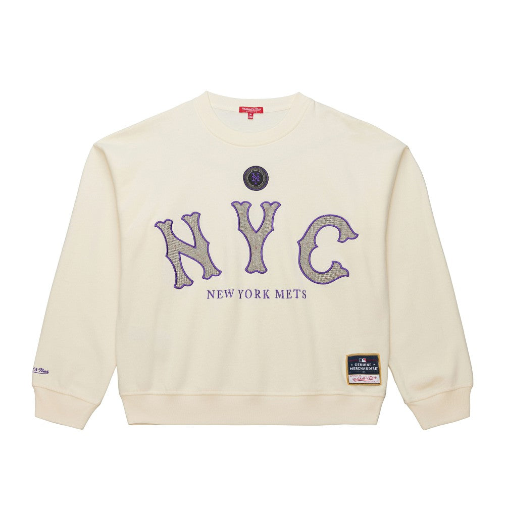 MLB New York Mets Mitchell & Ness Women's Premium Oversized Crewneck Sweatshirt