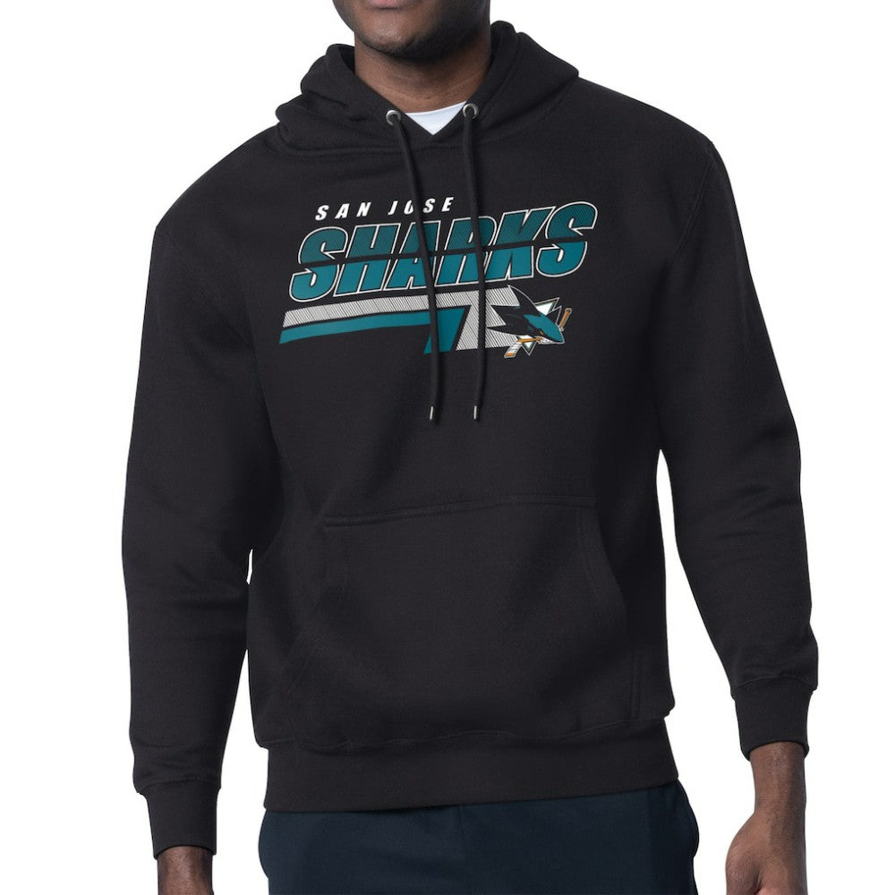 NHL Black San Jose Sharks Starter Logo Push Fleece Hoodie