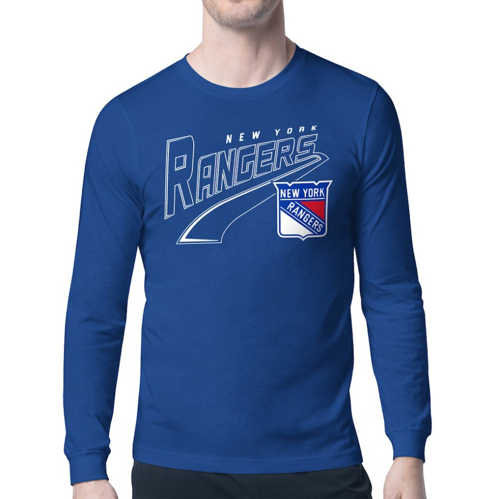 NHL Blue New York Rangers Starter Modern Tailsweep Long Sleeve T-Shirt