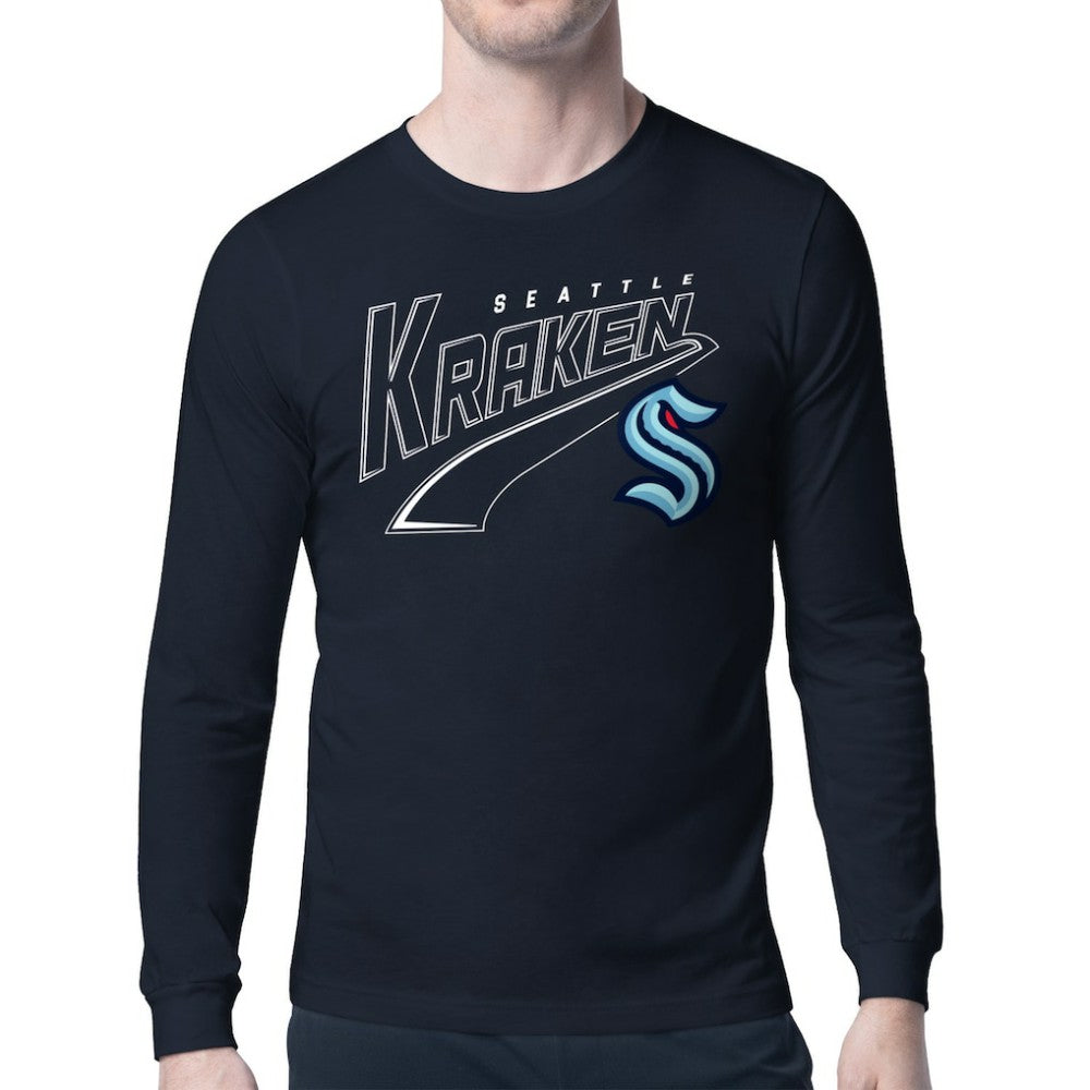 NHL Deep Sea Blue Seattle Kraken Starter Modern Tailsweep Long Sleeve T-Shirt
