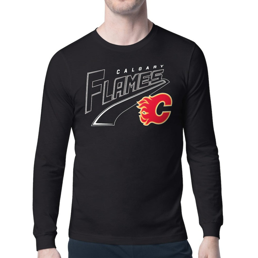 NHL Black Calgary Flames Starter Modern Tailsweep Long Sleeve T-Shirt