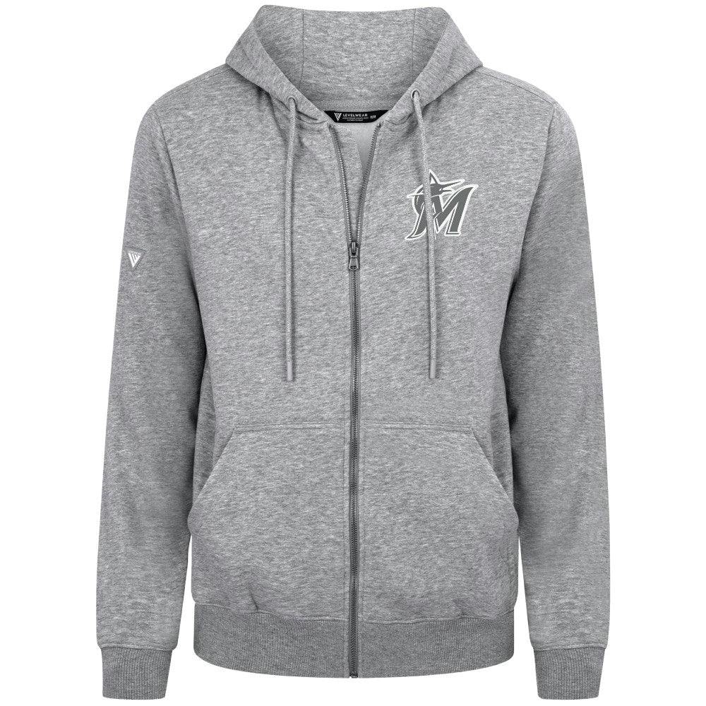 MLB Miami Marlins Levelwear Podium Chenille Logo Full-Zip Hoodie