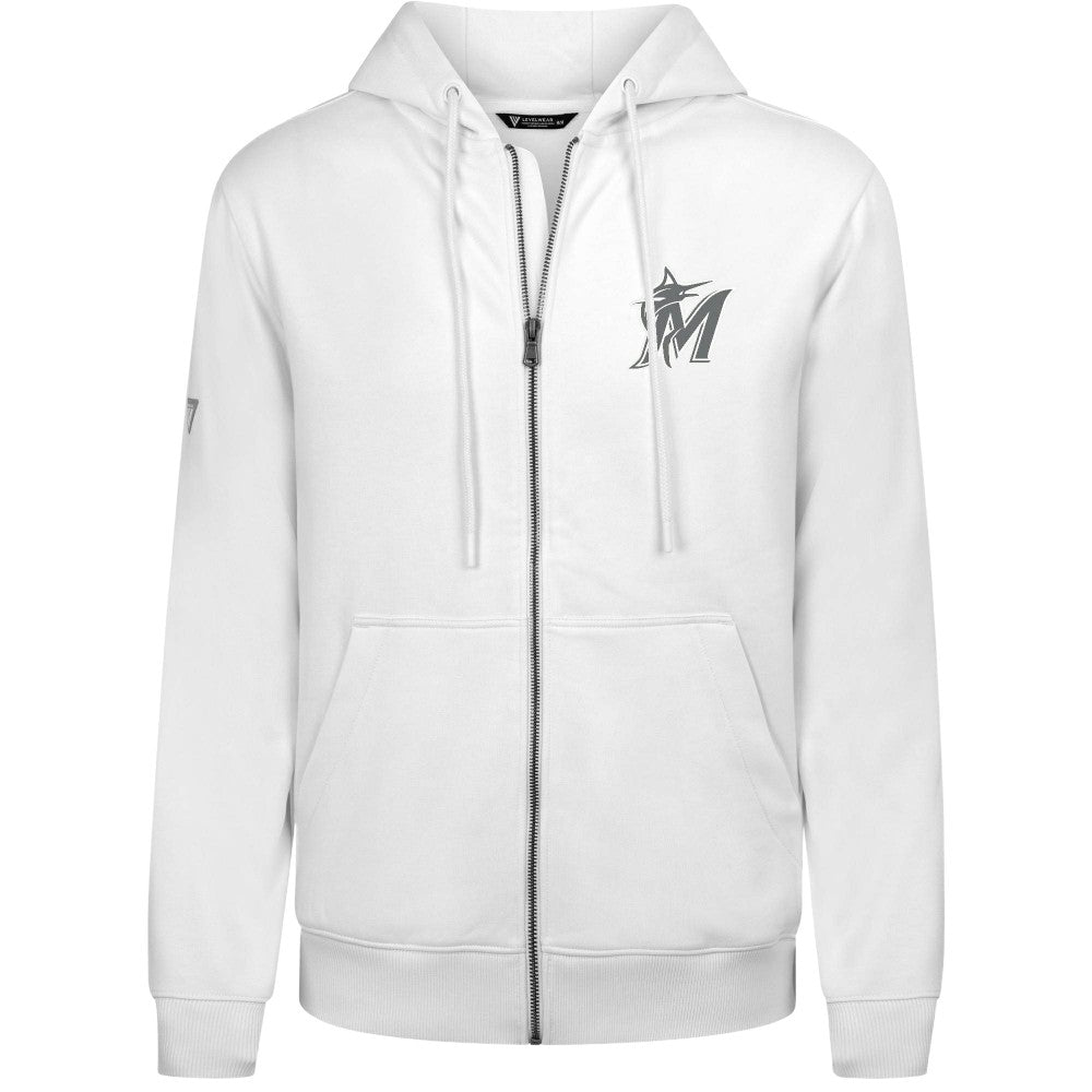 MLB Miami Marlins Levelwear Podium Chenille Logo Full-Zip Hoodie