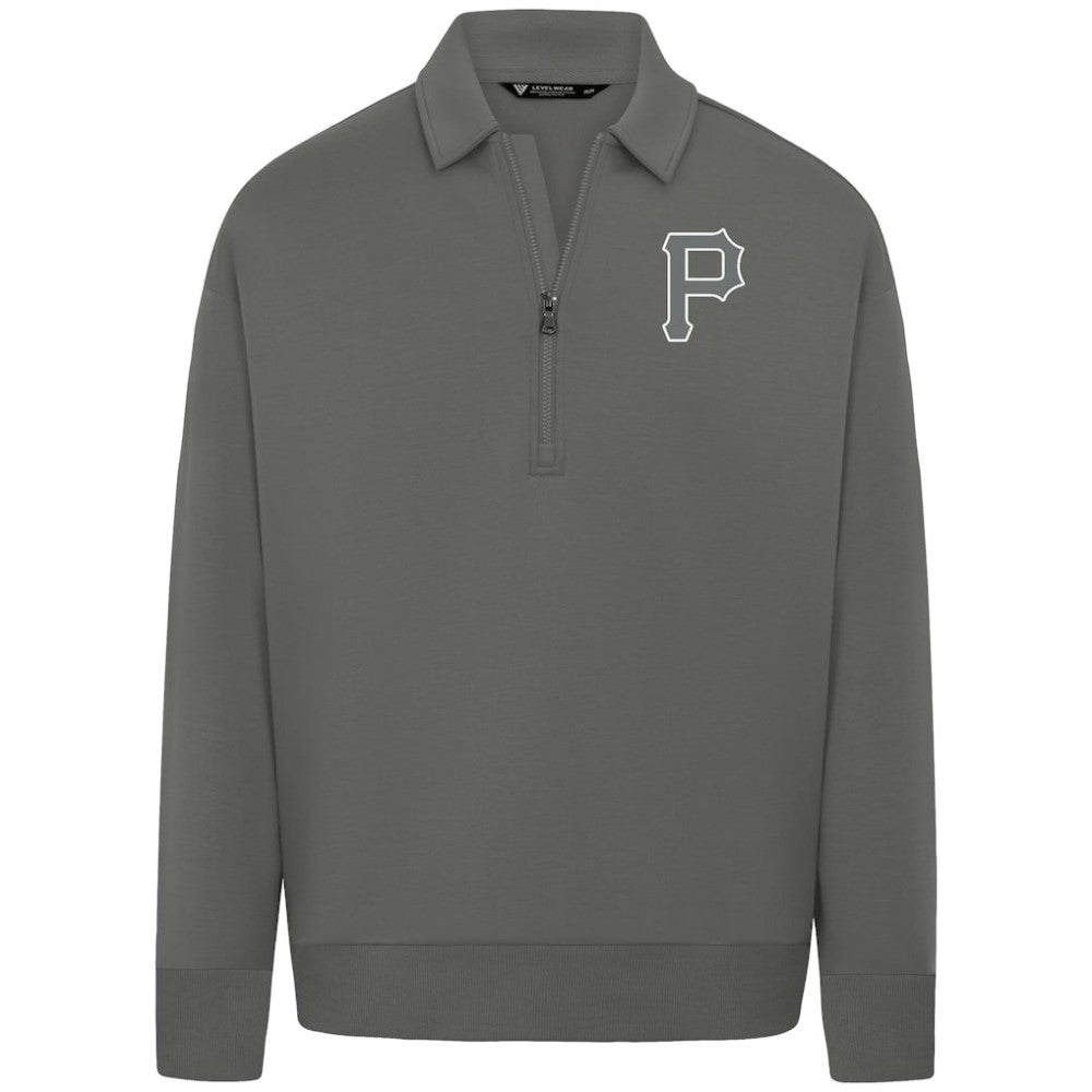 MLB Pittsburgh Pirates Levelwear Luxe Signature Quarter-Zip Chenille Logo Tri-Blend Sweatshirt