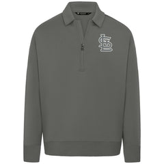MLB St. Louis Cardinals Levelwear Luxe Signature Quarter-Zip Chenille Logo Tri-Blend Sweatshirt