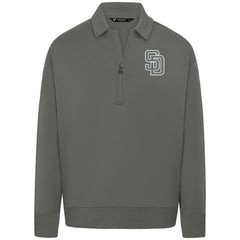 MLB San Diego Padres Levelwear Luxe Signature Quarter-Zip Chenille Logo Tri-Blend Sweatshirt