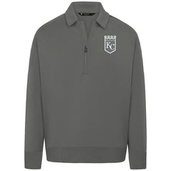 MLB Kansas City Royals Levelwear Luxe Signature Quarter-Zip Chenille Logo Tri-Blend Sweatshirt