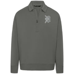 MLB Detroit Tigers Levelwear Luxe Signature Quarter-Zip Chenille Logo Tri-Blend Sweatshirt