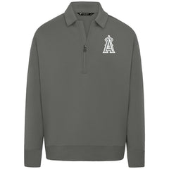 MLB Los Angeles Angels Levelwear Luxe Signature Quarter-Zip Chenille Logo Tri-Blend Sweatshirt