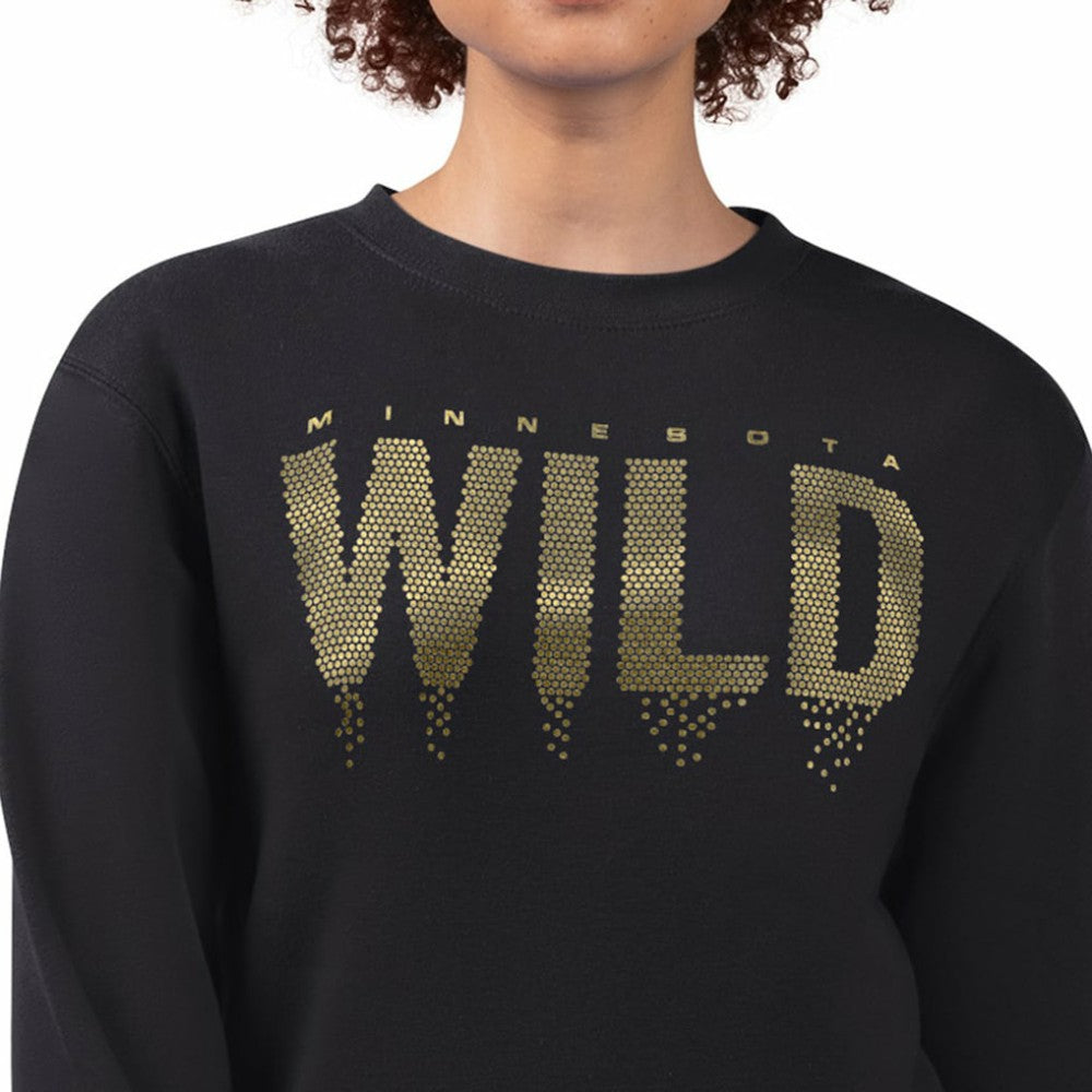 NHL Black Minnesota Wild G-III 4Her by Carl Banks Women's Metallic Drop Printed Fleece Sweatshirt