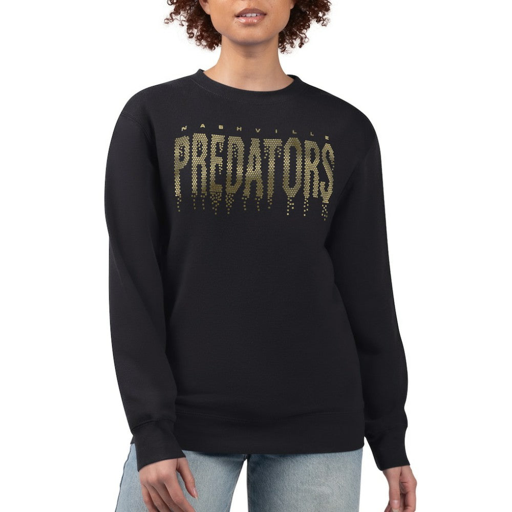NHL Black Nashville Predators G-III 4Her by Carl Banks Women's Metallic Drop Printed Fleece Sweatshirt