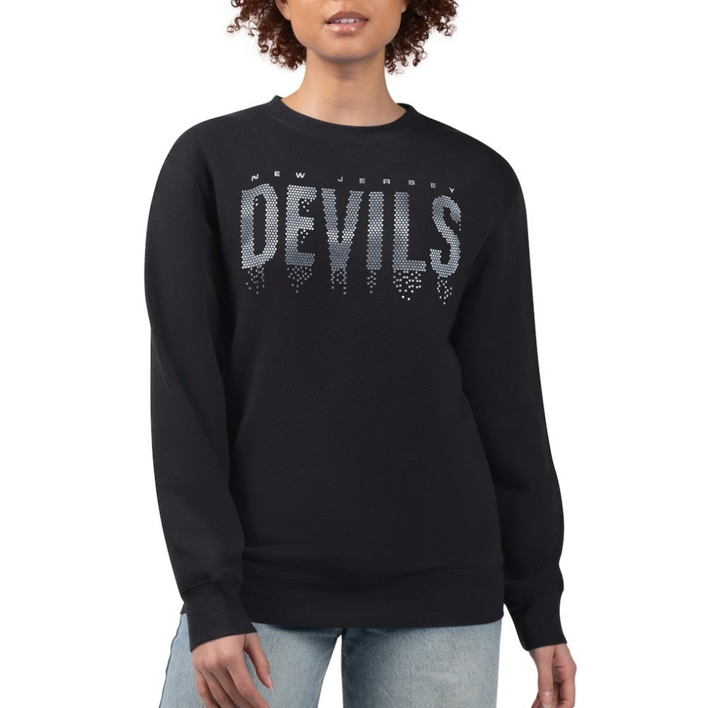 NHL Black New Jersey Devils G-III 4Her by Carl Banks Women's Metallic Drop Printed Fleece Sweatshirt
