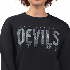 NHL Black New Jersey Devils G-III 4Her by Carl Banks Women's Metallic Drop Printed Fleece Sweatshirt