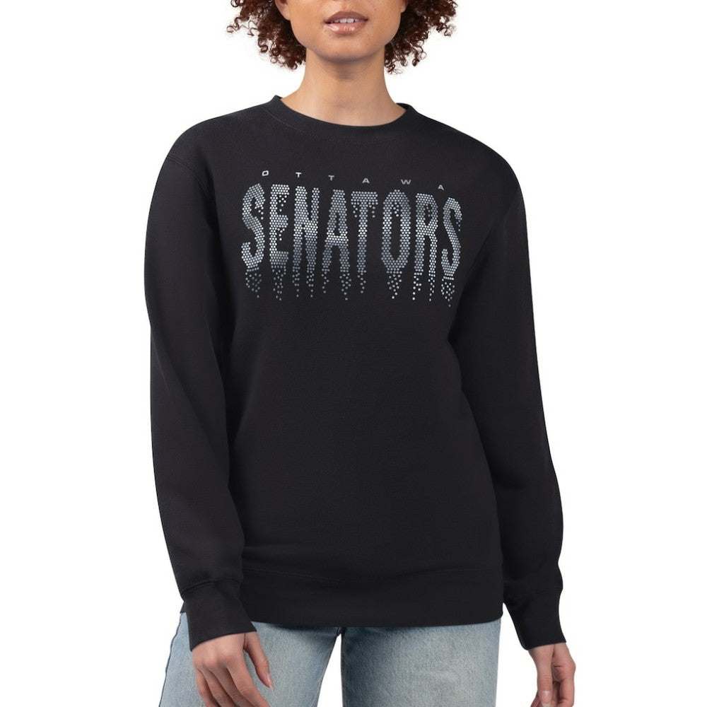 NHL Black Ottawa Senators G-III 4Her by Carl Banks Women's Metallic Drop Printed Fleece Sweatshirt