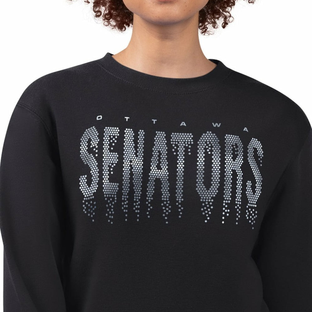 NHL Black Ottawa Senators G-III 4Her by Carl Banks Women's Metallic Drop Printed Fleece Sweatshirt