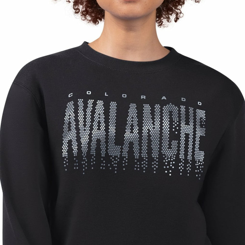 NHL Black Colorado Avalanche G-III 4Her by Carl Banks Women's Metallic Drop Printed Fleece Sweatshirt