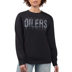 NHL Black Edmonton Oilers G-III 4Her by Carl Banks Women's Metallic Drop Printed Fleece Sweatshirt