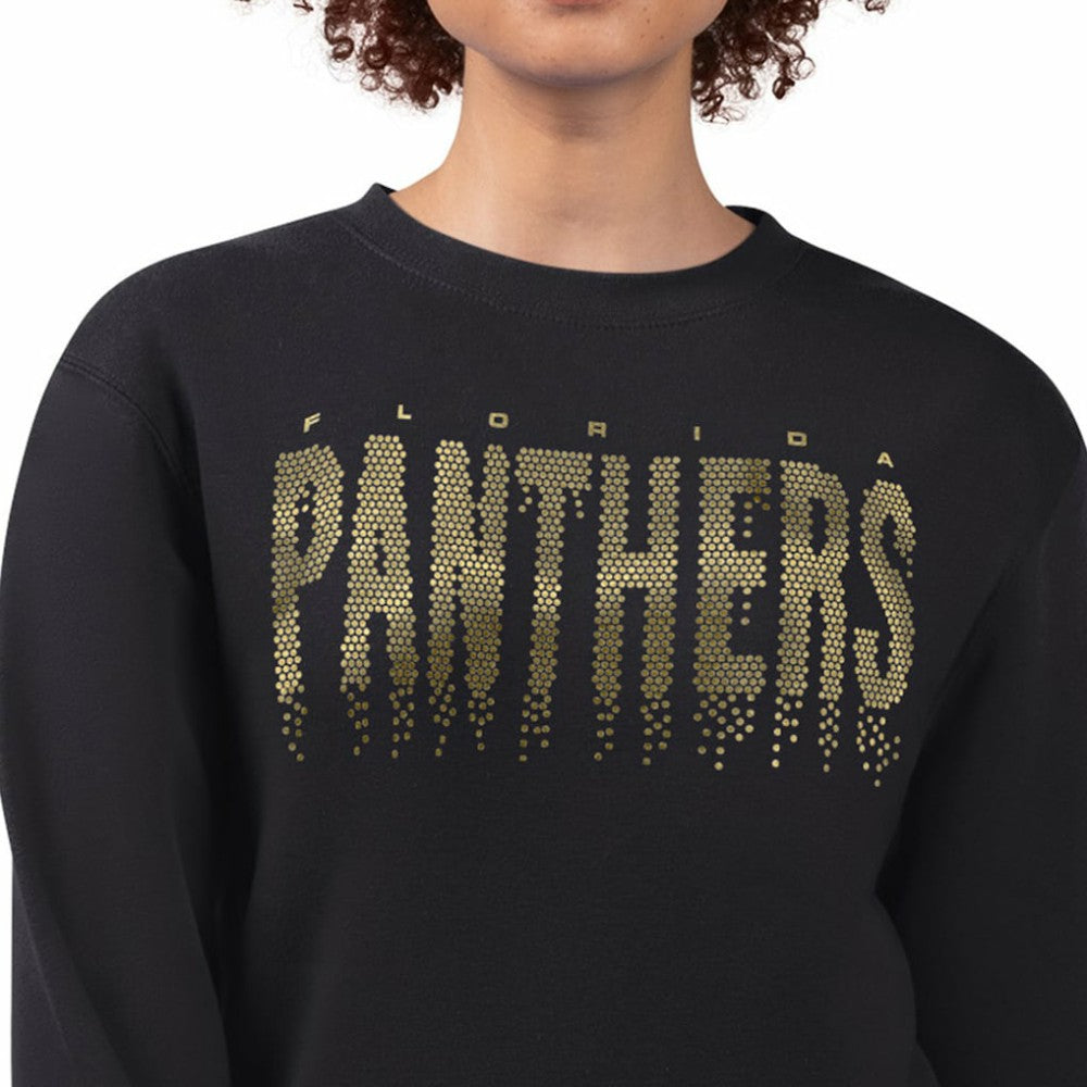 NHL Black Florida Panthers G-III 4Her by Carl Banks Women's Metallic Drop Printed Fleece Sweatshirt