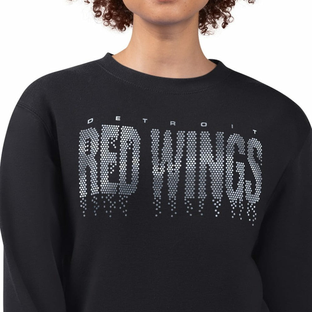 NHL Black Detroit Red Wings G-III 4Her by Carl Banks Women's Metallic Drop Printed Fleece Sweatshirt