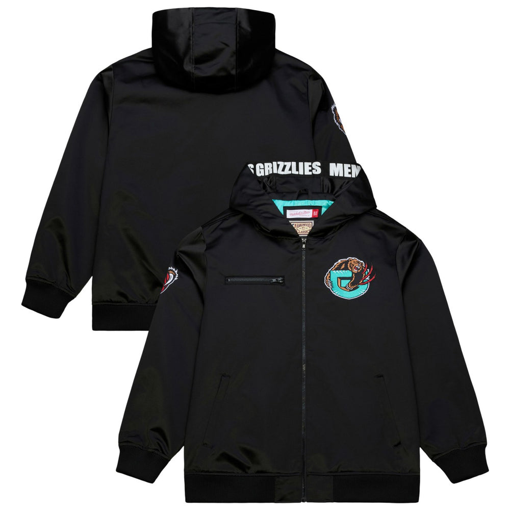 NBA Memphis Grizzlies Hardwood Classics Nights Walk the Tunnel Satin Bomber Full-Snap Hooded Jacket
