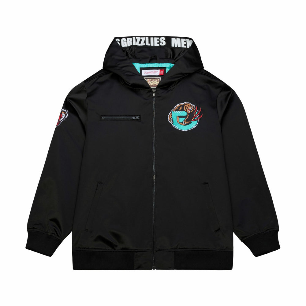 NBA Memphis Grizzlies Hardwood Classics Nights Walk the Tunnel Satin Bomber Full-Snap Hooded Jacket